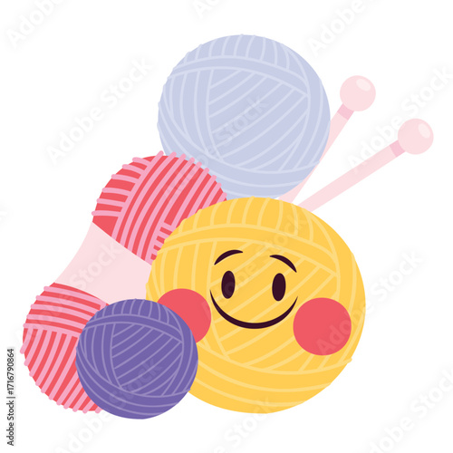 Knitting Vector Illustration. Flat Minimal Design. Editable Illustration for Web, Mobile, Print