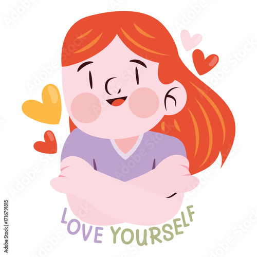 Self Love Vector Illustration. Flat Minimal Design. Editable Illustration for Web, Mobile, Print