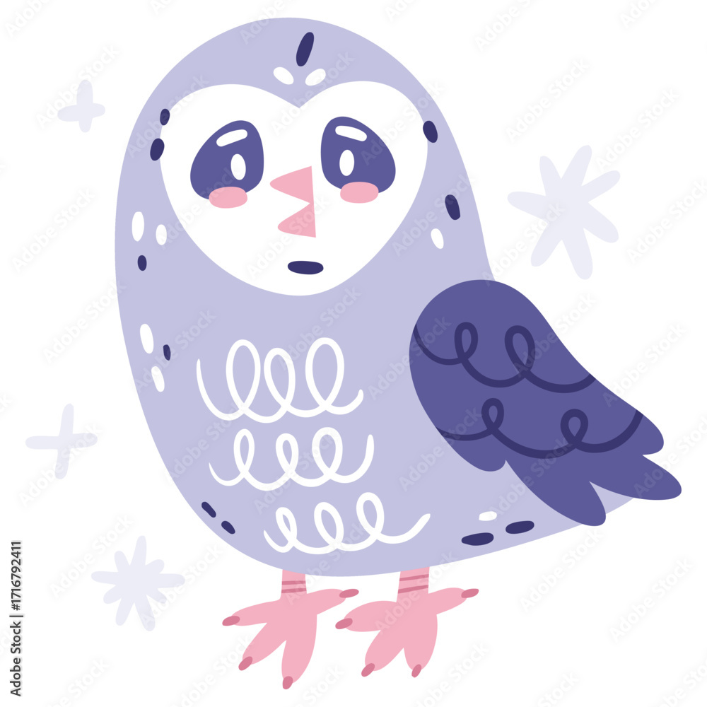 Obraz premium Owl Vector Illustration. Flat Minimal Design. Editable Illustration for Web, Mobile, Print