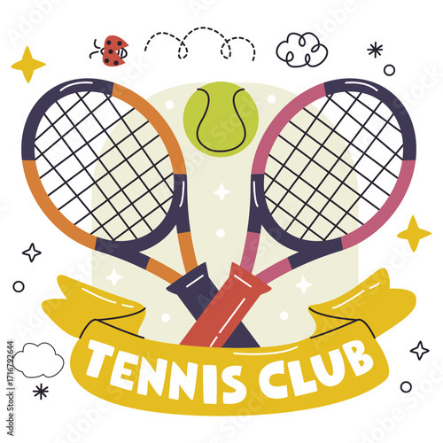 Tennis Vector Illustration. Flat Minimal Design. Editable Illustration for Web, Mobile, Print