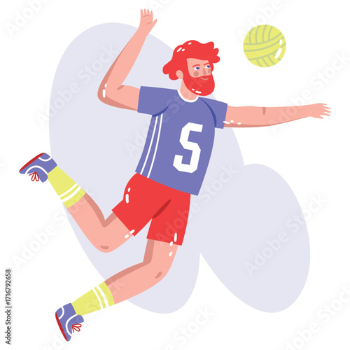 Volleyball Vector Illustration. Flat Minimal Design. Editable Illustration for Web, Mobile, Print