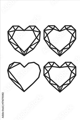 Faceted Geometric Heart — Industrial Crystal Outline