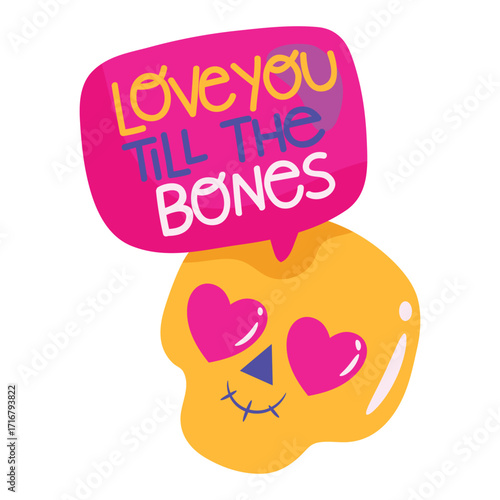Love You Till The Bones Vector Illustration. Flat Minimal Design. Editable Illustration for Web, Mobile, Print