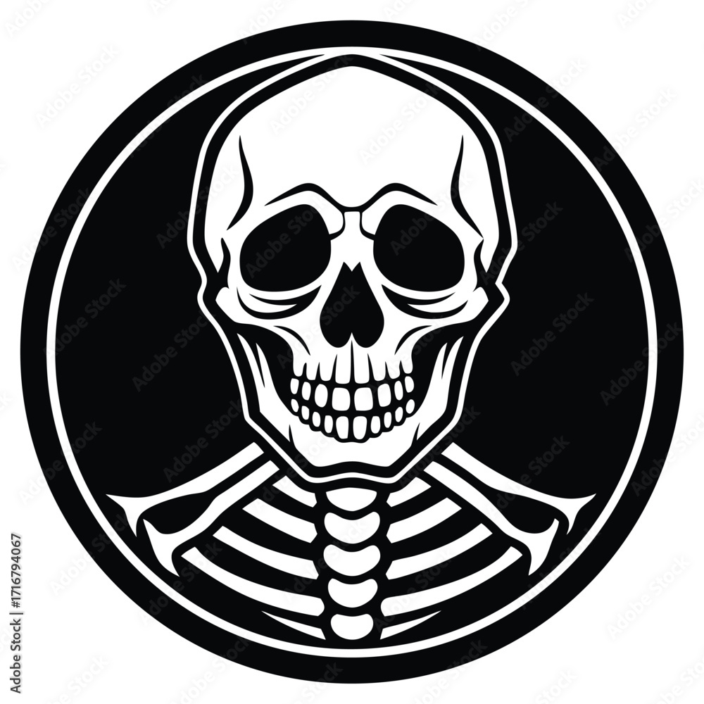Fototapeta premium skeleton skull vector icon
