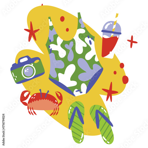 Swimsuit Vector Illustration. Flat Minimal Design. Editable Illustration for Web, Mobile, Print