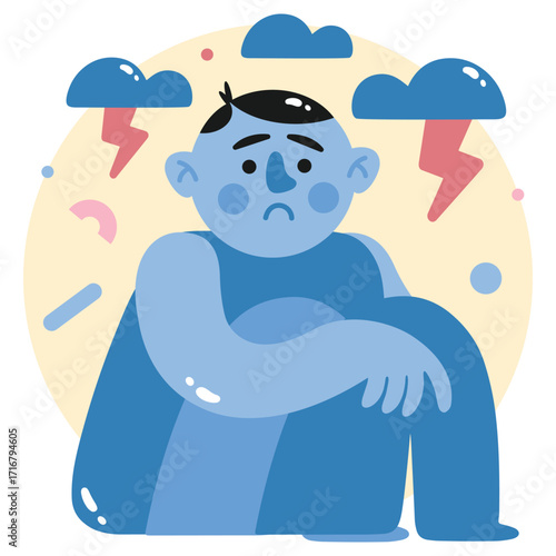 Mental Health Vector Illustration. Flat Minimal Design. Editable Illustration for Web, Mobile, Print