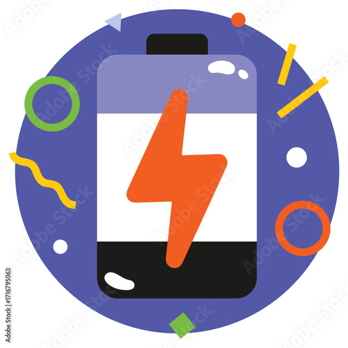 Battery Vector Illustration. Flat Minimal Design. Editable Illustration for Web, Mobile, Print