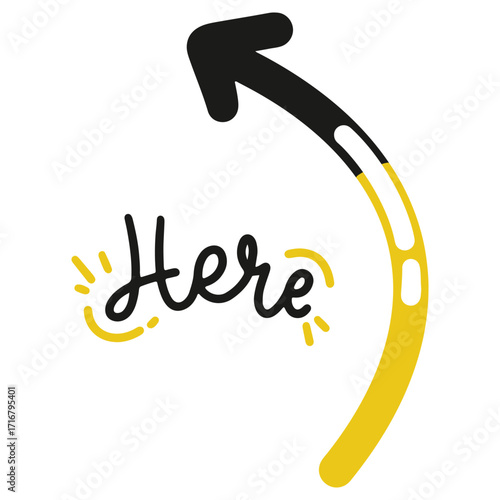 Here Vector Illustration. Flat Minimal Design. Editable Illustration for Web, Mobile, Print