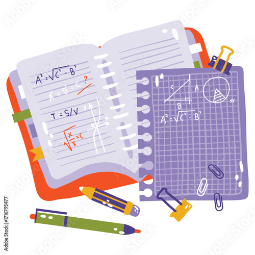 Maths Vector Illustration. Flat Minimal Design. Editable Illustration for Web, Mobile, Print