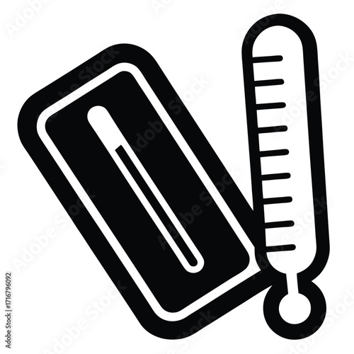 tablet and thermometer   fever medicine  vector ic