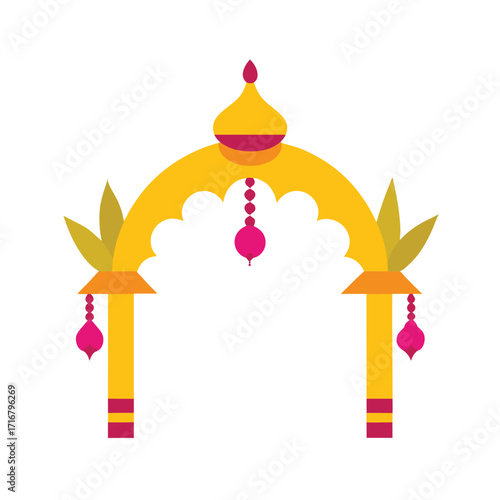 Banana Tree Wedding Gate with Traditional Lamps  