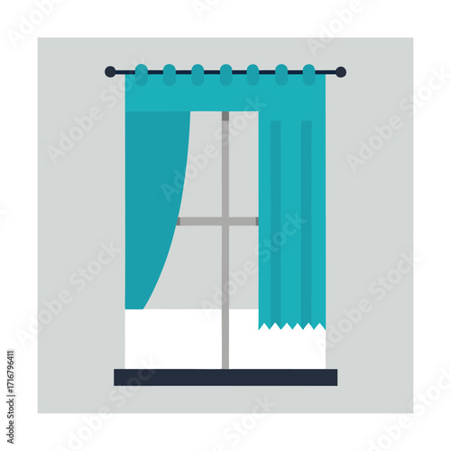 Curtain Mockup Hanging on Modern Living Room Window  