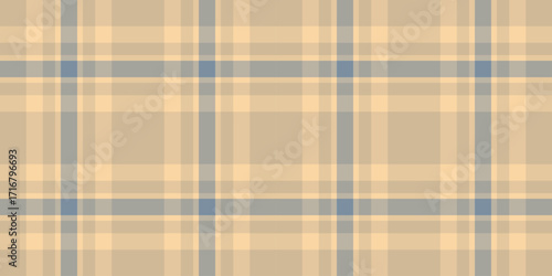 Top tartan texture textile, ribbon plaid seamless fabric. Intense vector pattern check background in amber and light colors.