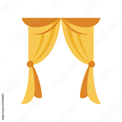 Elegant Silk Curtains Mockup with Tied Back Style  