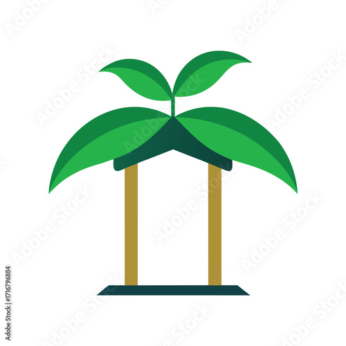 Minimal Banana Tree Sapling Pavilion Mockup Design  