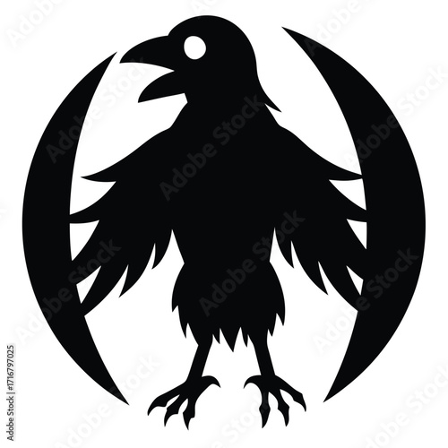 undead crow vector icon