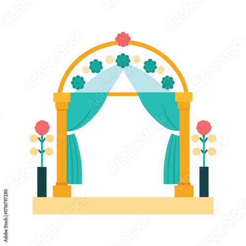 Wedding Hall Mockup with Elegant Stage Decoration  
