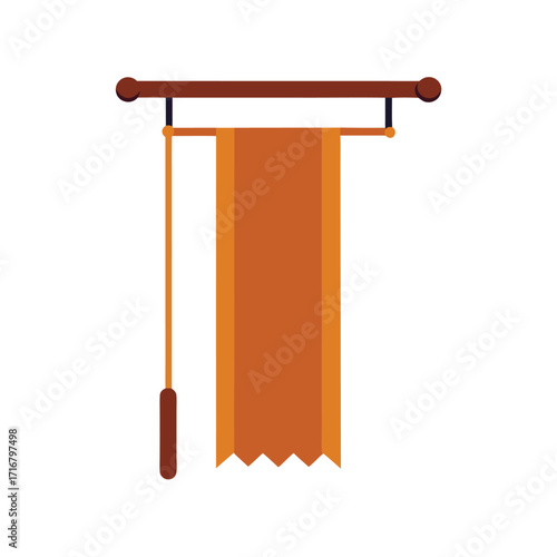 Wooden Rod with Hanging Curtain Mockup Minimal Design  