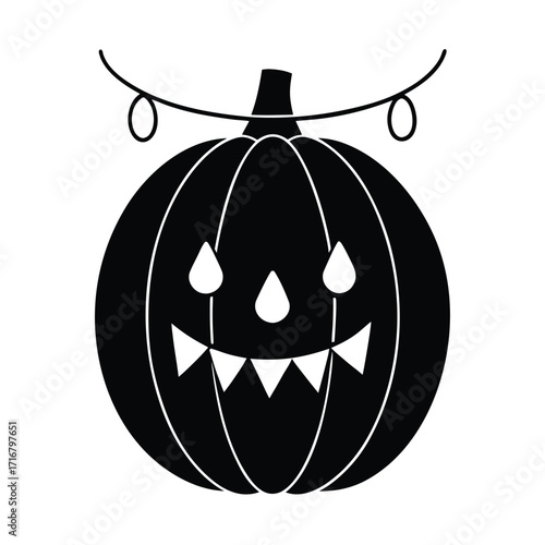 pumpkin lantern string lights vector icon