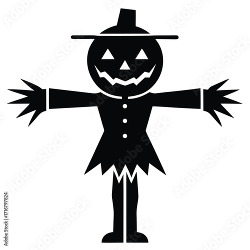pumpkin headed scarecrow vector icon