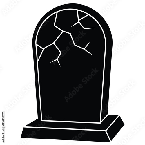 cracked tombstone vector icon