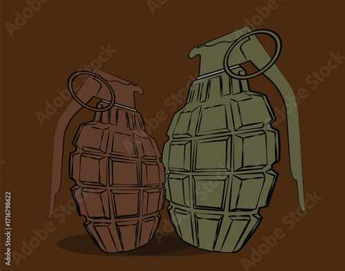 Hand grenades representing danger and conflict illustration