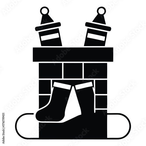 chimney with santa boots vector icon