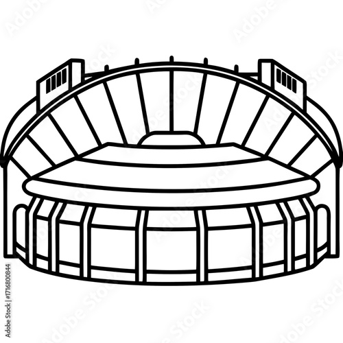 Stadium outline in minimalist style representing sports venue concept  
