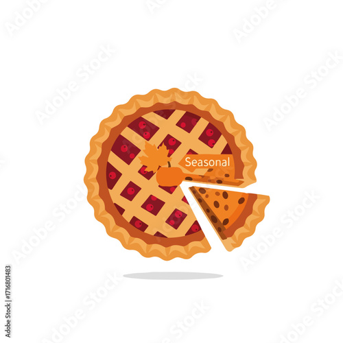 Delicious seasonal pie with cranberry filling and lattice crust. Seasonal pie features sweet cranberry filling and golden-brown crust. Perfect seasonal pie for Thanksgiving dinner,