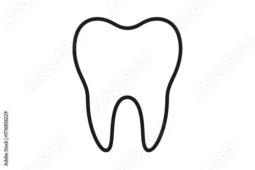 Tooth icon. Dental symbol. Vector outline illustration. Clean tooth for dentist, stomatology, oral health, and hygiene concepts. Medical graphic for clinic branding, web, apps.