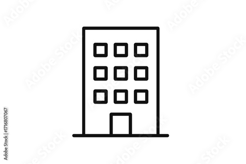 Building line icon for web and apps. Minimalist office, apartment or company headquarters symbol. Real estate and construction pictogram with editable stroke. Simple vector.