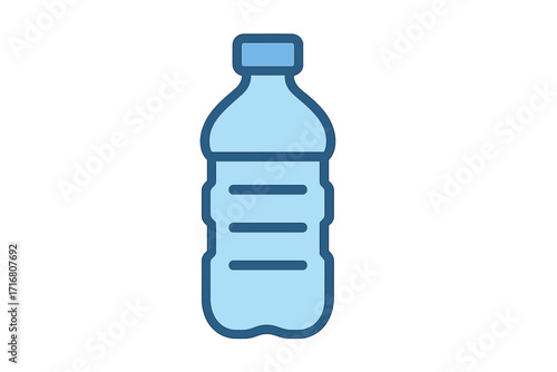 Water bottle vector icon. Plastic container for mineral drink. Hydration and healthy lifestyle concept. Pure beverage symbol. Eco friendly, recycle sign. Thirst quencher.