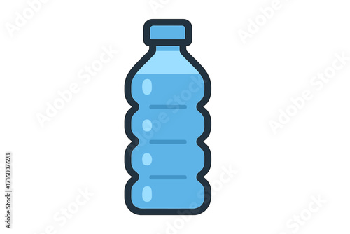 Water bottle vector icon. Plastic bottle with mineral water simple flat illustration. Concept of hydration, health, thirst, drink, beverage, refreshment and fitness. Outline cartoon.