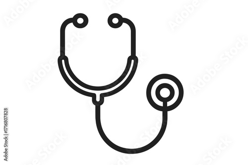 Stethoscope line icon. Medical and healthcare symbol. Doctor equipment for diagnosis and examination. Cardiology and hospital sign. Vector illustration isolated on white.