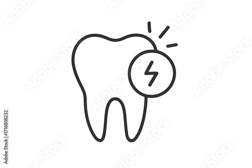 Toothache line icon. Tooth pain, sensitivity, and dental problem concept. Caries, decay, and sensitive teeth symbol. Oral health care. Vector outline illustration for medical design.