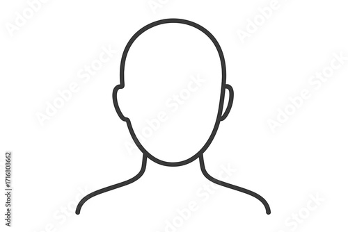 Simple linear icon of faceless person profile. User avatar placeholder. Minimalistic line pictogram for app or web. Anonymous human head silhouette. Editable stroke vector.