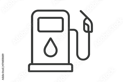 Gas station pump icon. Linear outline fuel pump pictogram. Editable stroke. Vector illustration for automotive service, transport, energy concepts. Simple petrol, diesel, oil drop symbol.