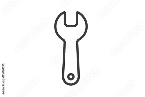 Wrench line icon. Spanner symbol. Service and repair pictogram. Editable stroke vector illustration for settings, maintenance, configuration, and technical support concept.