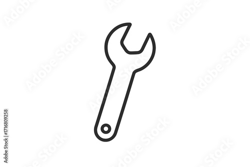 Wrench outline web line icon. Spanner symbol for repair service, mechanic, and maintenance. Editable stroke pictogram for settings, tool, fix, industrial, and construction concepts.
