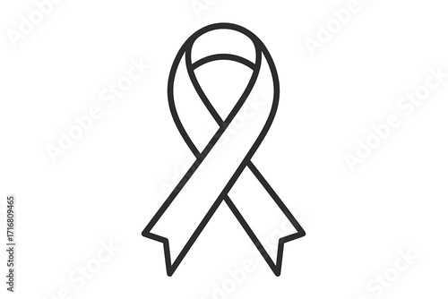 Awareness ribbon line icon for support and solidarity. Charity and hope symbol. Vector for health campaign, cancer, medical cause. Simple minimalist outline design element.