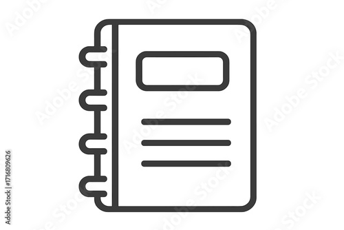 Spiral notebook outline icon. Linear symbol for notepad, diary, or planner. School or office supply concept. Vector illustration for education, business, writing, note taking.