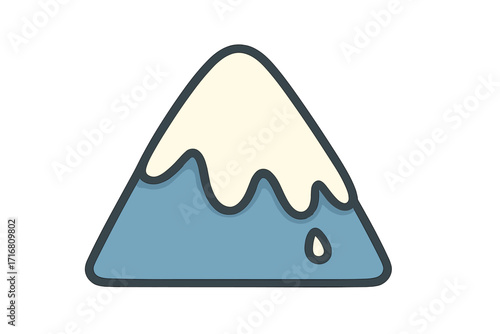 Snow cap mountain icon flat style vector cartoon illustration with transparent background, winter landscape, cold weather symbol, peak summit clipart