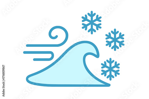Snow cap symbol flat icon, winter weather vector illustration with snowflakes and cold wind, ice crystal sign, frosty air element, transparent background design