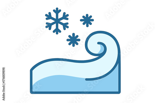 Snow cap symbol flat style vector cartoon illustration with transparent background, winter frost icon, cold weather design, snowflake elements, icy wave curl graphic