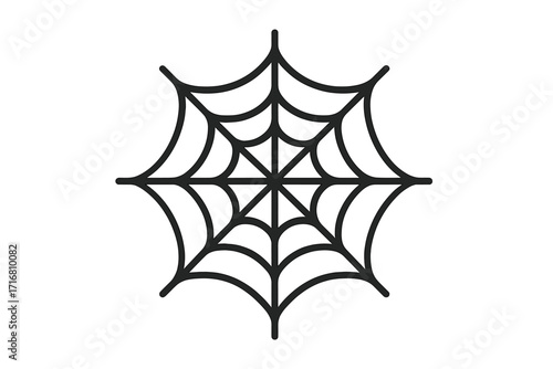 Vector spiderweb icon, cobweb symbol illustration with transparent background, geometric web design for Halloween, spooky decoration, insect web graphic