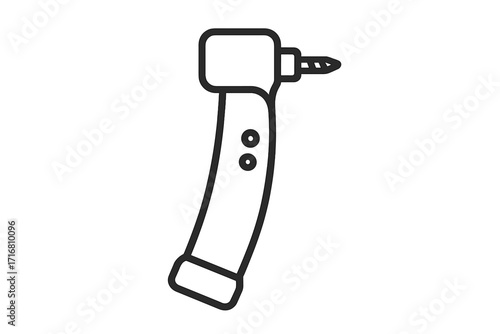 Dental drill line icon. Dentistry tool for tooth treatment and cleaning. Dentist instrument for oral care. Medical stomatology equipment symbol. Vector graphic illustration.