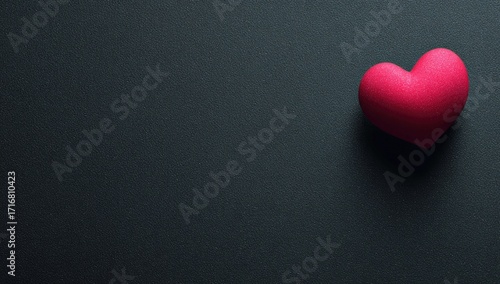 Wallpaper Mural A single, vibrant red heart shape rests against a dark gray background Torontodigital.ca