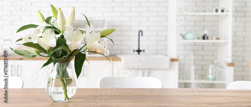 Vase with beautiful lily fl...