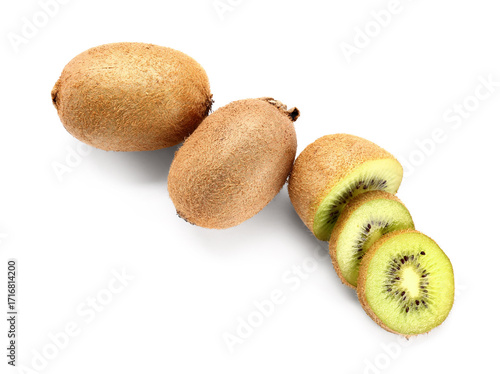Fresh whole and sliced kiwi...