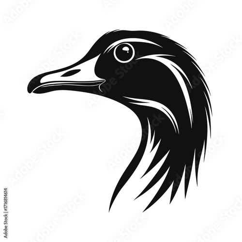 Medium sized duck head silhouette profile view banner
